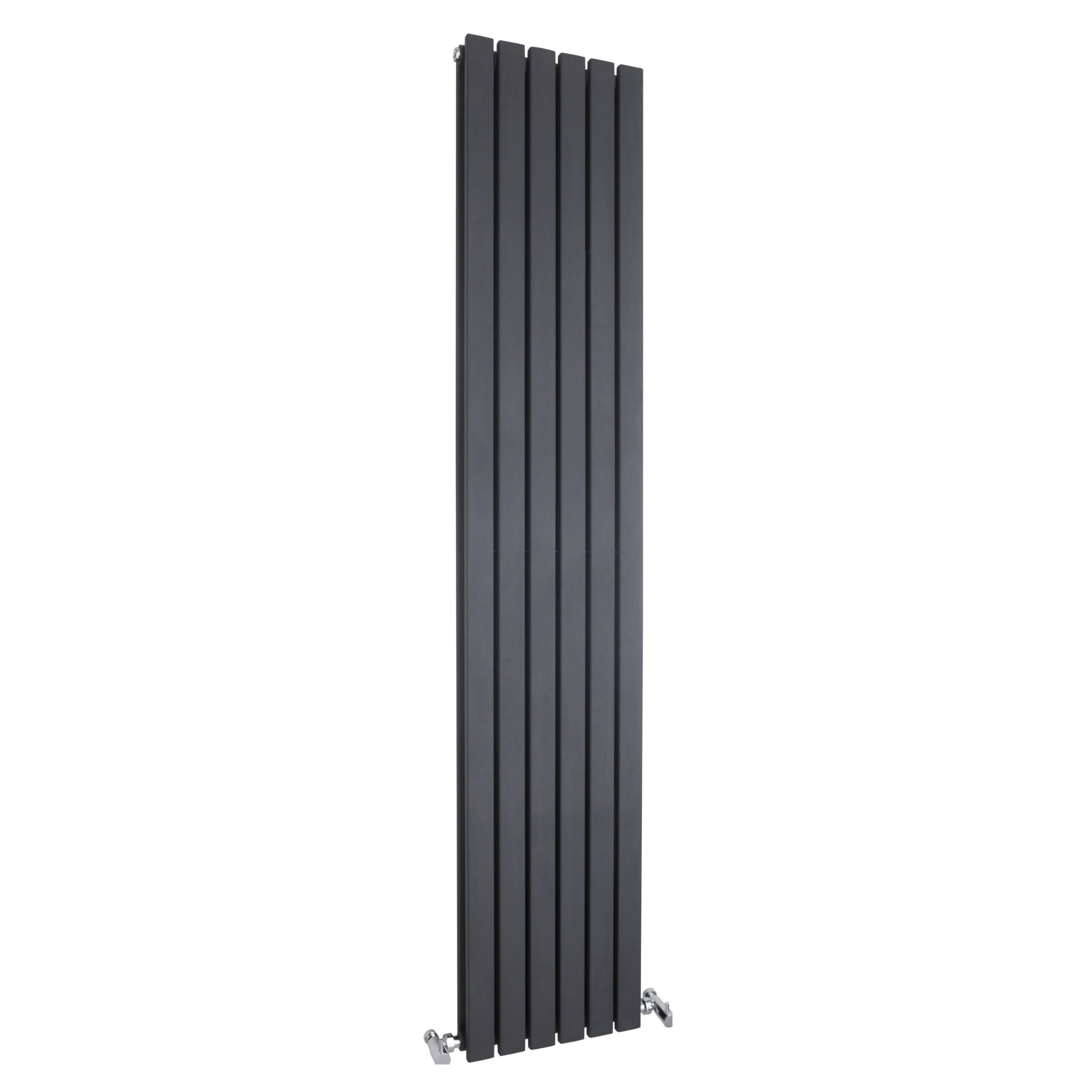 Balterley Grey Vertical Double Panel Radiator, Anthracite Radiators, Vertical Square Panel Radiator, Central Heating Radiators For Bathroom, Kitchen, Living Room - 354Mm X 1800Mm, 3878 Btu (Anthracite)