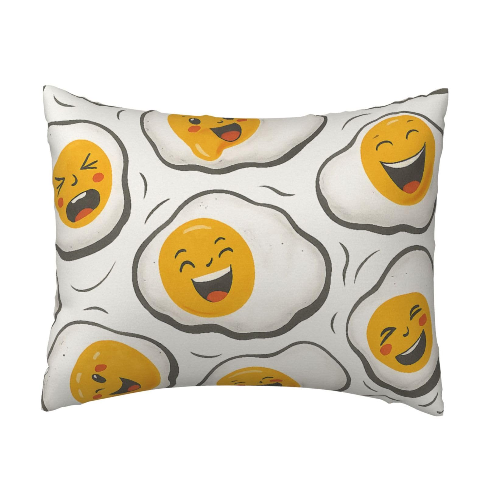 Funny Happy Fried Egg Pillowcase Soft Plush with Zipper Decorative Pillowcovers 16x20 in