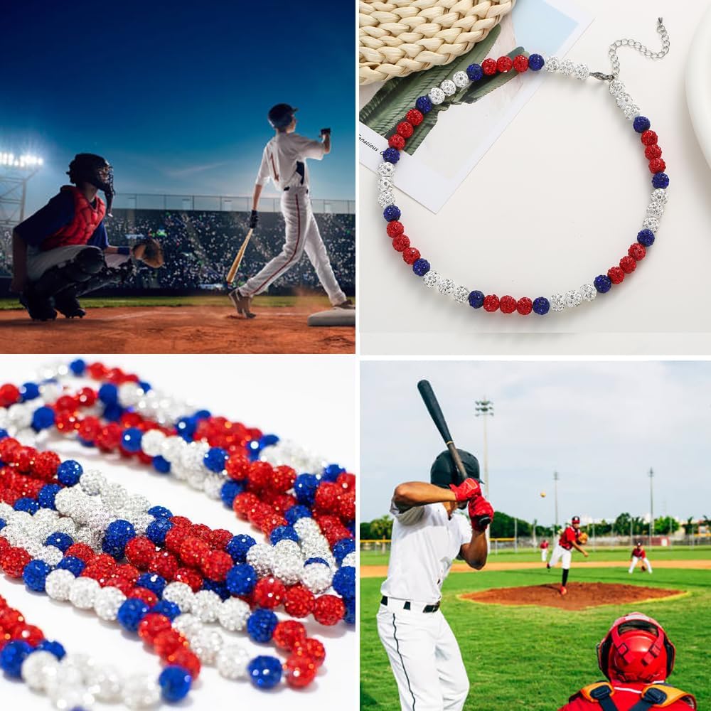 Baseball Necklace - Glitter Bling Clay Beaded Ice Collection Necklace for Men Boys Cool Gifts for Baseball Players Lovers - Image 6