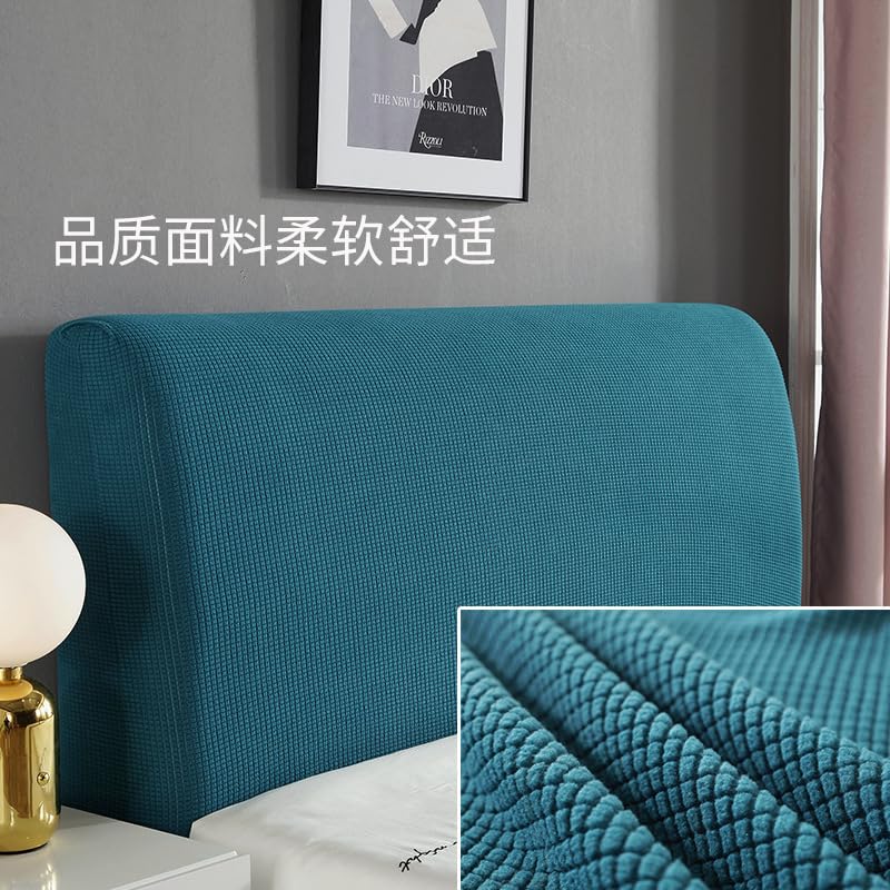 1 funda protectora para cabecero de cama, todo incluido, desmontable, lavable, tela de felpa elástica, cubierta antipolvo de 2 m de largo (azul oscuro)