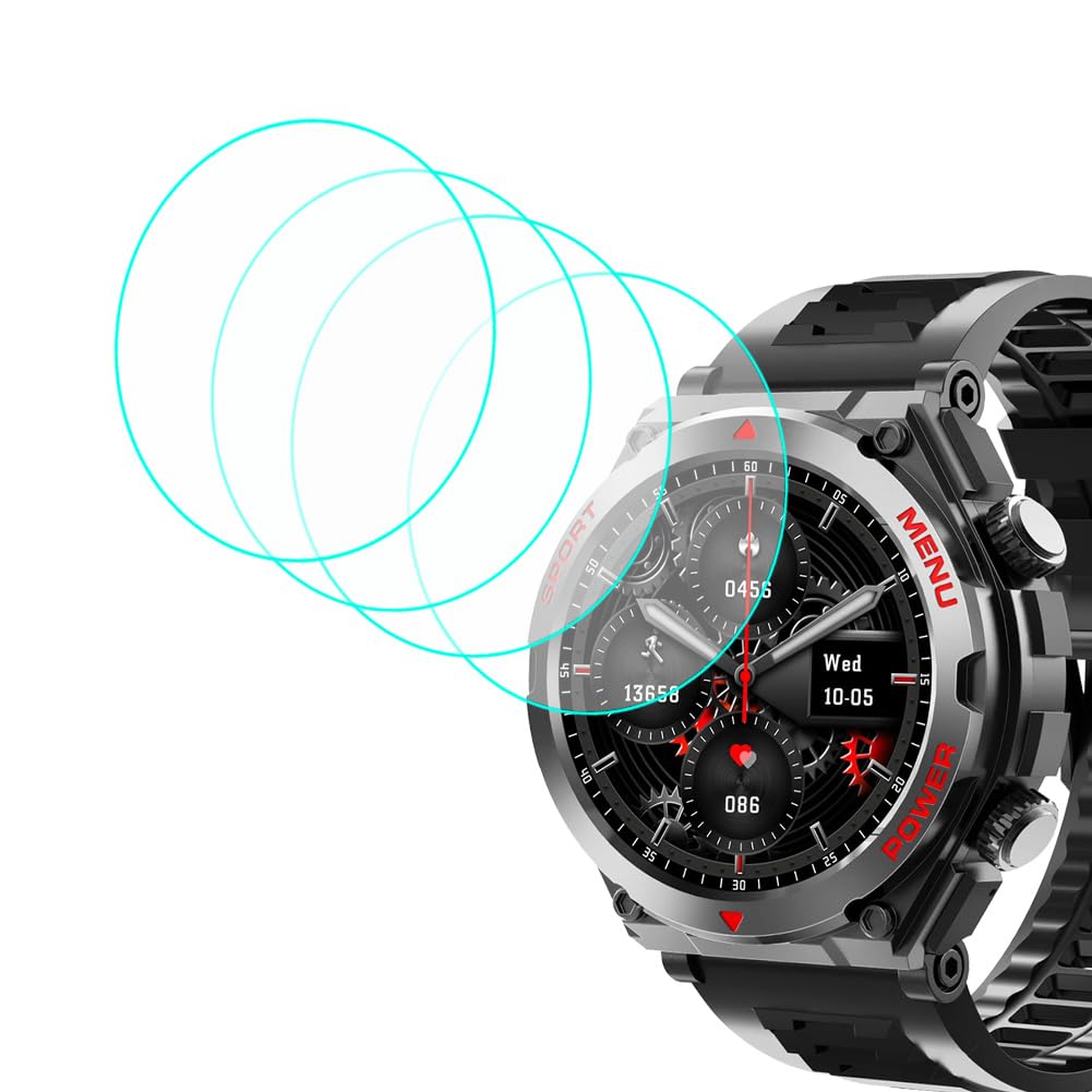 smaate Compatible with Bvlrksc S66 1.52”, Round Smart Watch Tempered Glass Screen Protector, 4PCs, 9H