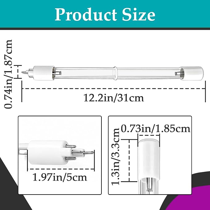2 Pcs S200RL-HO Replacement Lamps Compatible with VIQUA VH200, VH200-V, SC-200, SCM-200, SCMV-200, SPV-200, SP200-HO, SPV-3.5, PUV-7, AQ-UV-STD Systems, 28W, 4-Pin Stepped Base miniatura 3