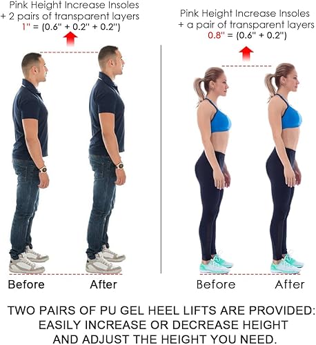 Miniatura 4 de Dr. Shoesert Plantillas de aumento de altura ajustable de 3 capas, insertos de elevación de talón con amortiguador de absorción de impactos de 34 de