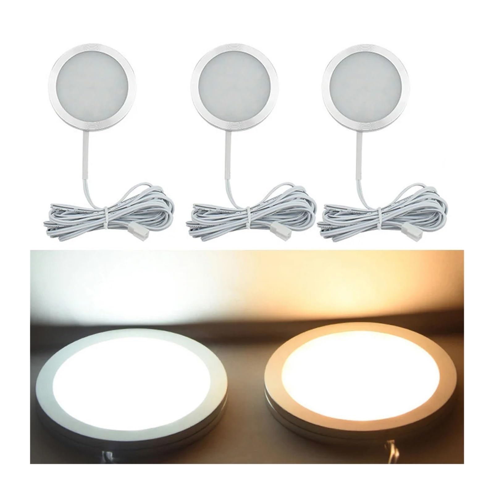 YFlifangting Luz Debajo del gabinete Control Remoto 2W DC12V LED Vitrina Luces de Armario hogar Cocina Vitrina Armario Luces de Noche (Color : 6PCS, Size : Cold White)