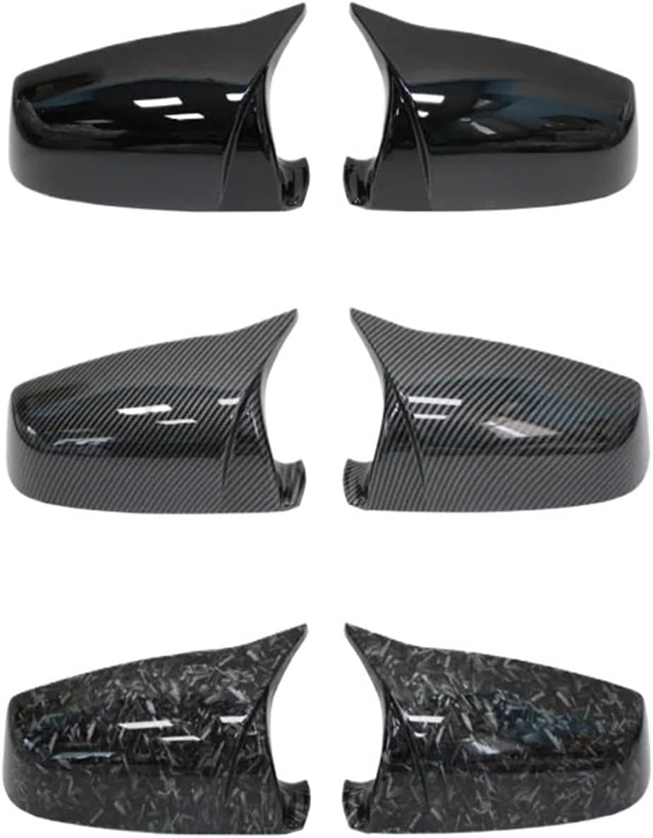 Carbon Fiber Pattern Black Car Rearview Side Mirror Cover Caps Fit for 5 6 7 Series F01-F04 F06 F07 F10- F13(Forged Grain)