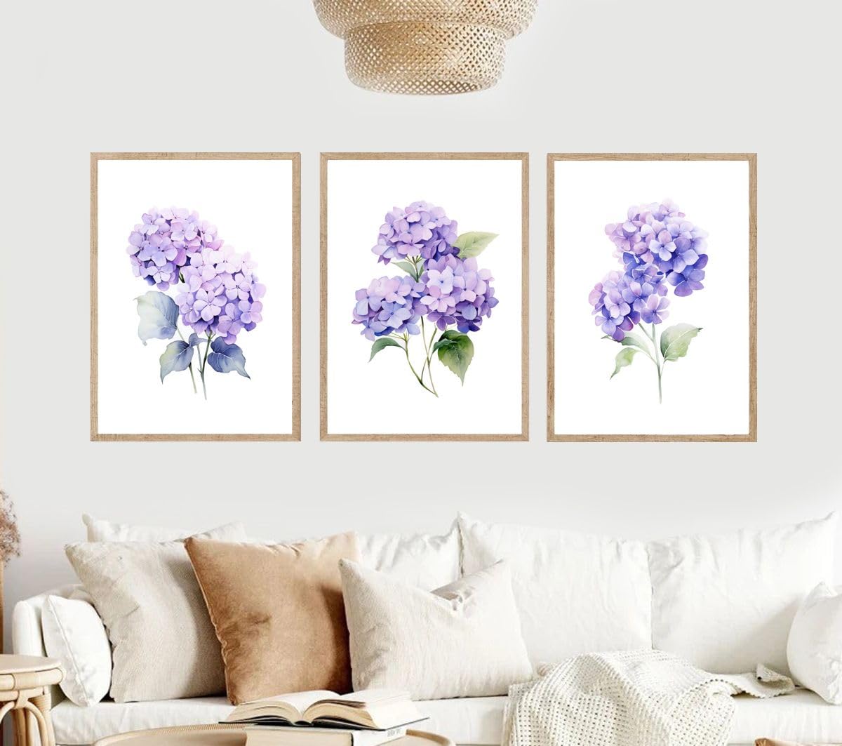 Hodge Creations Purple Watercolour Flowers Set Of 3 Unframed Prints Wall Art Decor Gallery Exhibition Picture Poster New Gift Present Select Size Below A5 A4 A3
