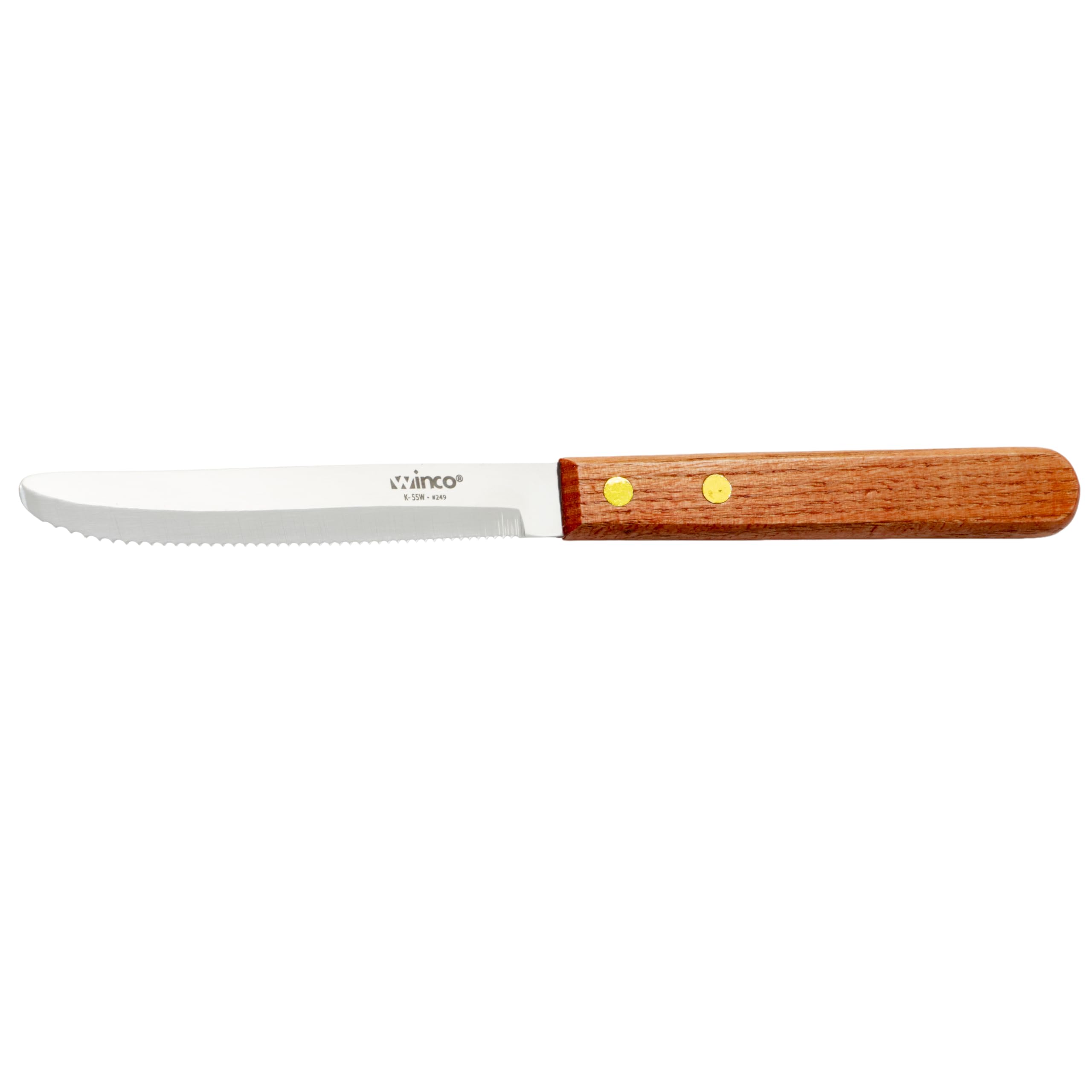 Winco 1 / 4.5" / Rounded Wood Steak Knives