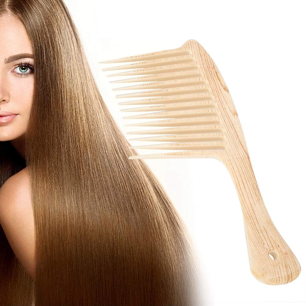 Wide-Tooth Wood-Grain Plastic Comb, Extra-Long Teeth Detangling Comb for Curly Hair Oil-Resistant Design Tool for Men and Women