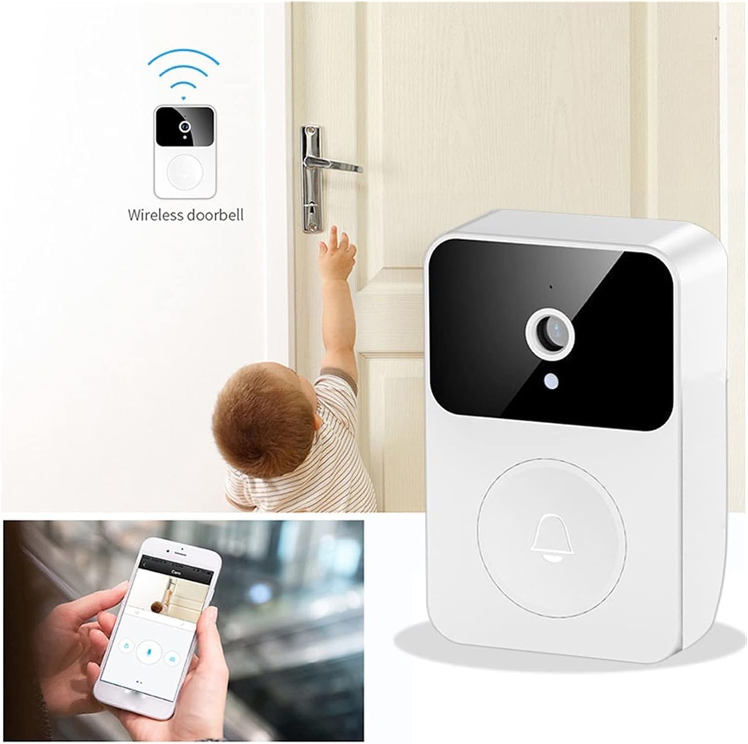Timbre de Timbre con Pantalla inalámbrica Inteligente, Timbre de vídeo, cámara de visión Nocturna, Timbre de vídeo, monitoreo Interior, convertidor de Voz