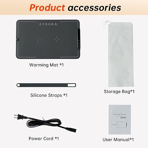 Miniatura 7 de Tapete de calentamiento para alimentos extra grande bandejas de calentamiento eléctricas de 24 x 16 pulgadas para fiestas de bufets, calentadores de