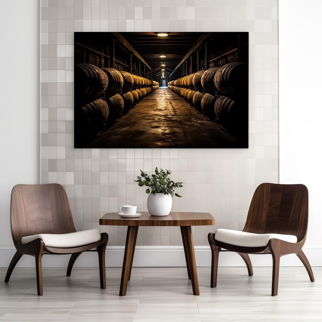 Canvas for Living room. Whispers of Age-Old Spirits: An Eerie Passage Through the Barrel Vault, 27 x 18 inch Canvas Wall Art - Modern Home Decor