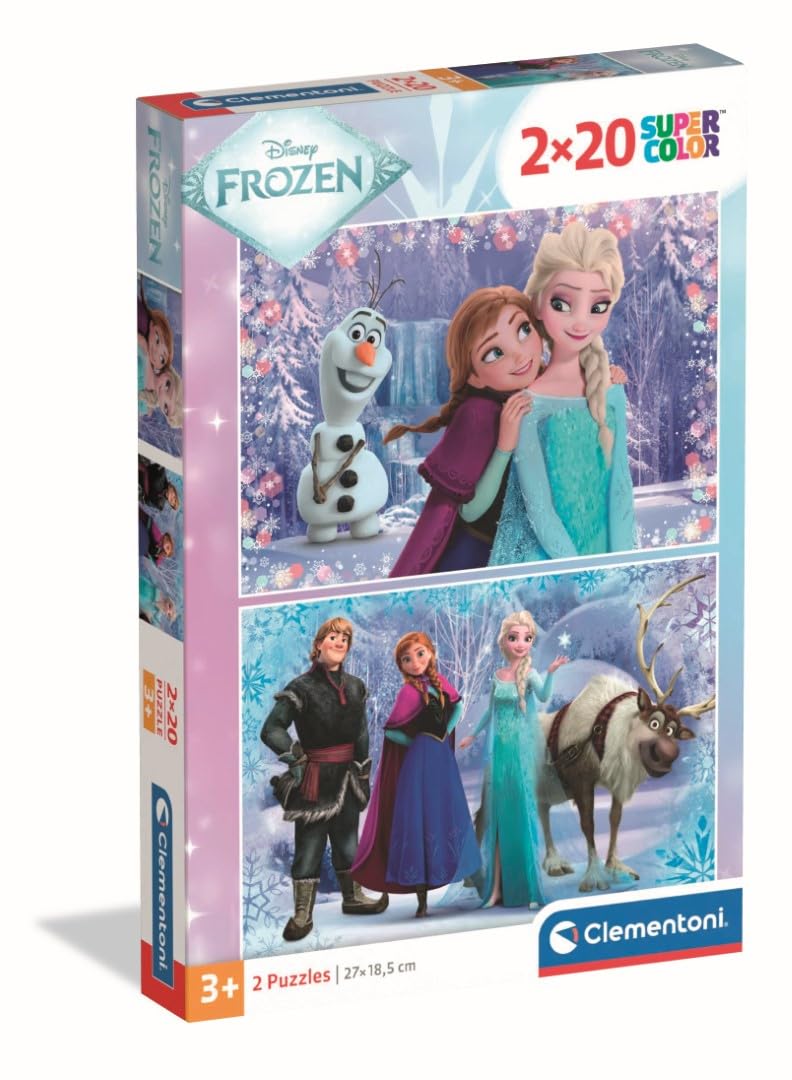 Clementoni Puzzle 2x20 Frozen 40 Stücke für Kindern 3-6 Jahre, Cartoon | Geschenk für Kinder, Puzzle für Kinder, Made in Italy, 24825