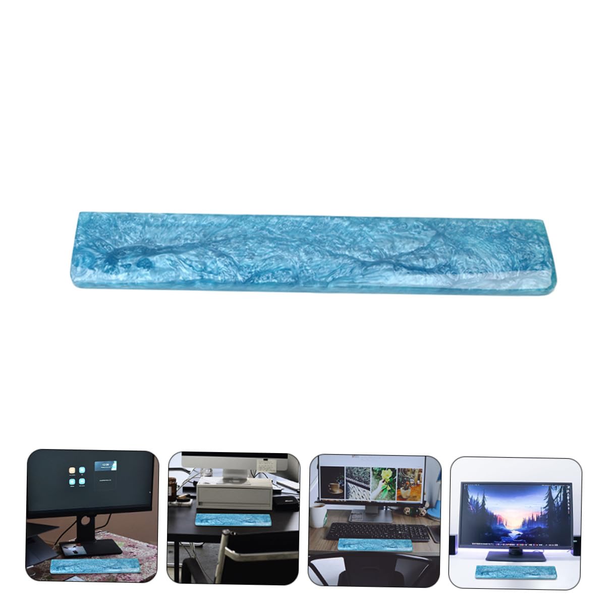 Abaodam Cuscino Poggiapolsi per Tastiera Poggiapolsi Tastiera Resina Epossidica Blu Supporto Ergonomico Elastico 61 Tasti