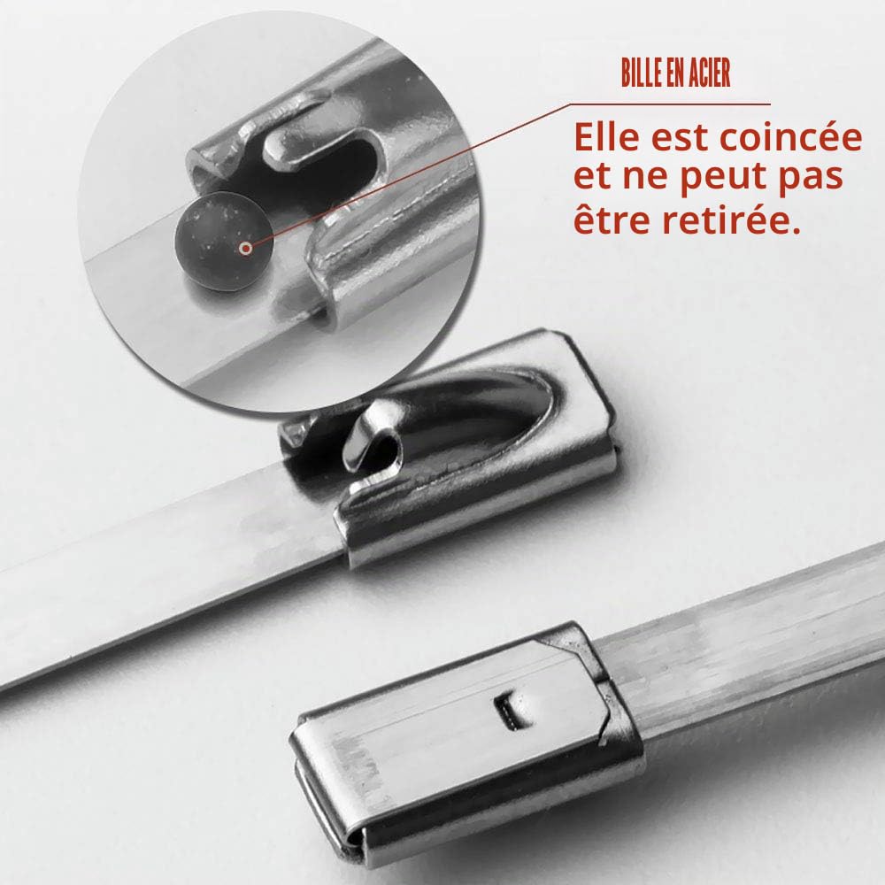 500 Pièces Collier de Serrage Inox,304 Attache Câblées Acier Inoxydable,122 kg Autobloquante Attaches de Câble Robustes,Convient Pour Usage Industriel Garages,Pour Extérieur,Clôture,4.6 * 400mm