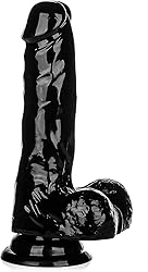 Consolador realista de 23.1 cm con ventosa fuerte y realista, consolador de gelatina de cristal, XL negro