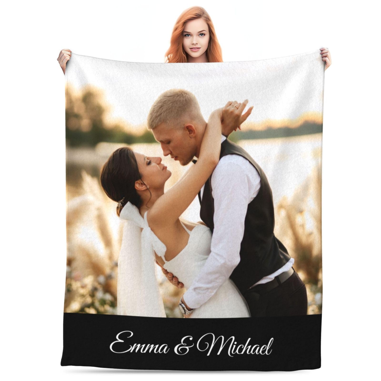 XIAYUEHUA Personalised Blanket with Photo - Custom Picture Throw for Couple Gifts Customised Flannel Blankets for Adult Kid Birthday Fathers Mothers Valentines Day Gift (80"x60") — image 1