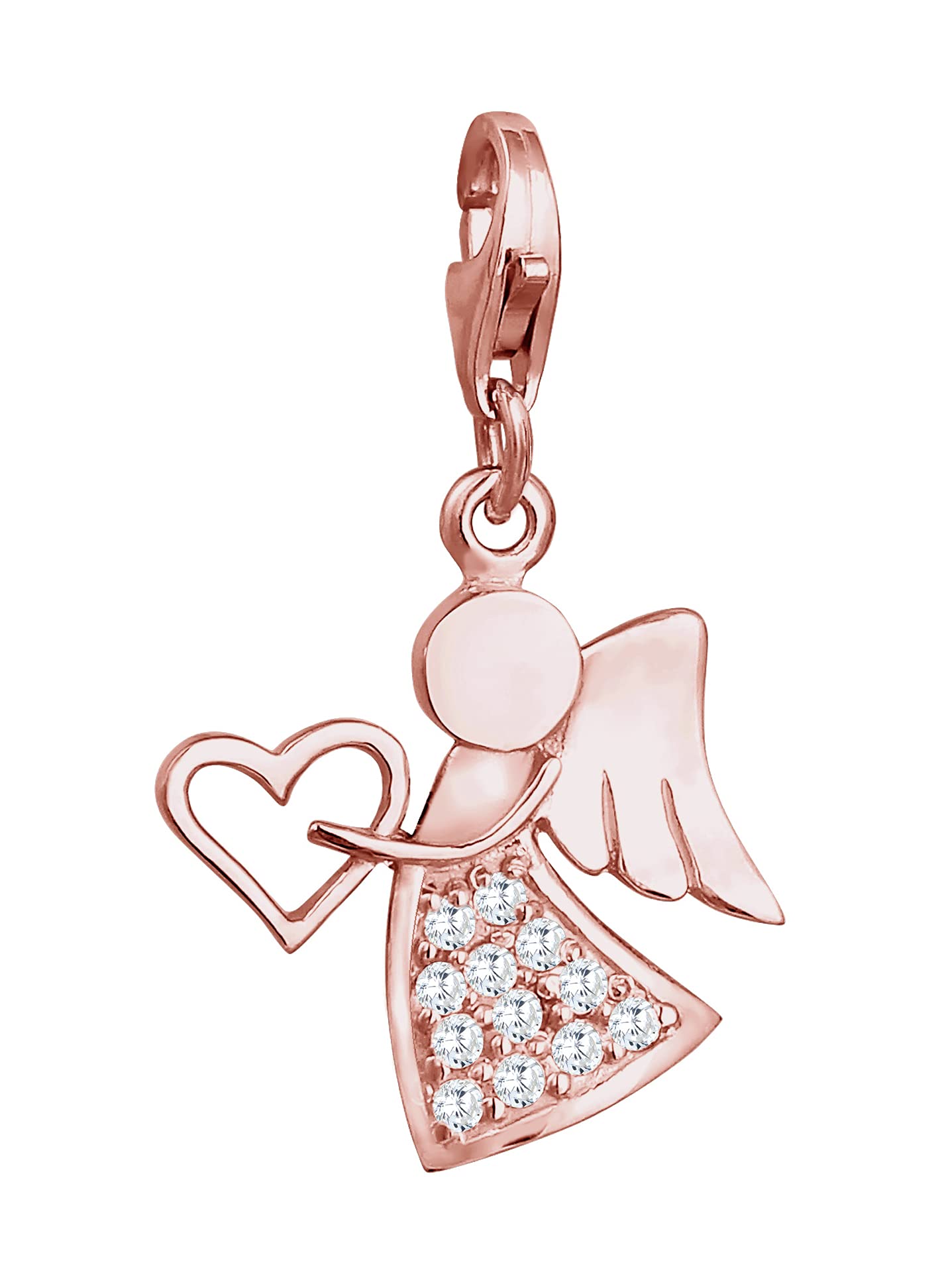 Nenalina rosegold Engel Karabiner Charm Anhänger Bettelarmband 925 Silber