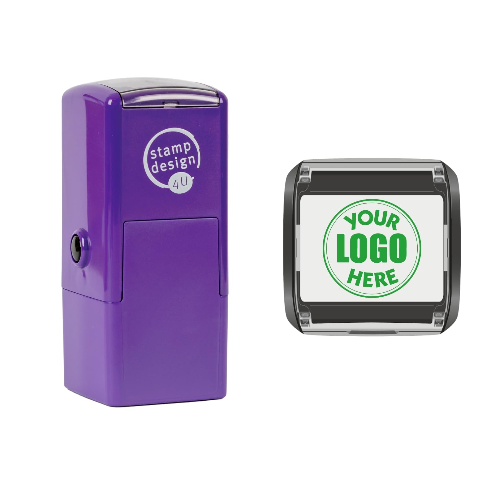 Business Logo Personalised Stamp, 25mm x 25mm Custom Stamp (Green) — image 1
