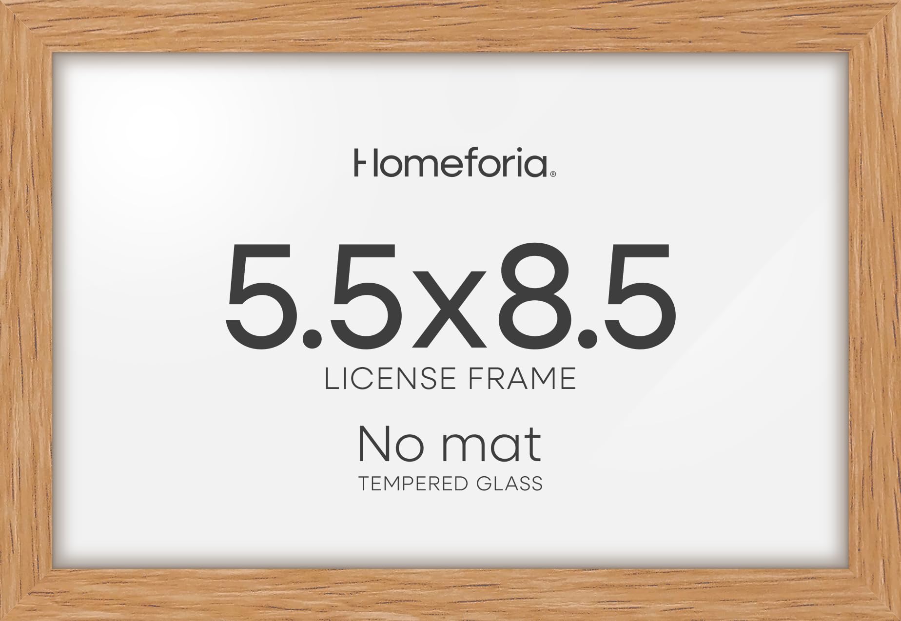Homeforia 5.5x8.5 Business License Frame Wood, High End Natural Oak 5.5 x 8.5 Certificate Frame, 8.5x5.5 Document Frames for Wall or Tabletop, Wooden Picture Frames, Tempered Glass, Wall Kit, Set of 2