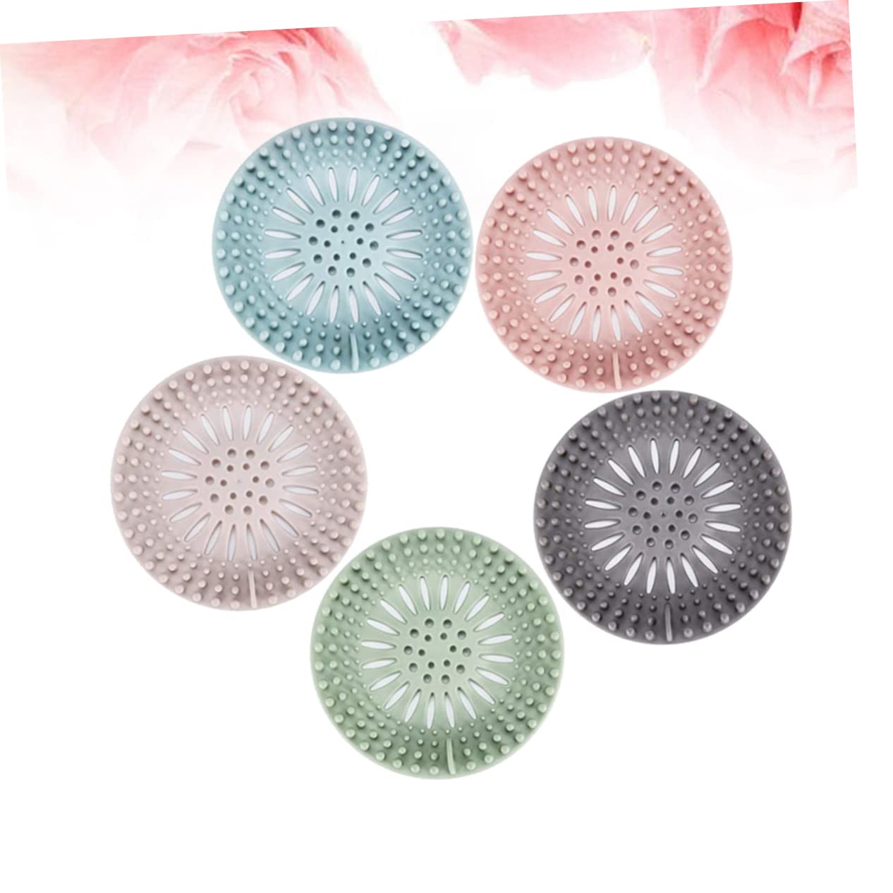 Silicone Sink Strainer Shower Drain Hair Catcher Scarico for Lavandino e Vasca in Silicone Raccogli Capelli Multicolor 13,2x13,2 cm 5 Pz(As Shownx3pcs,13.2X13.2CMx3pcs)