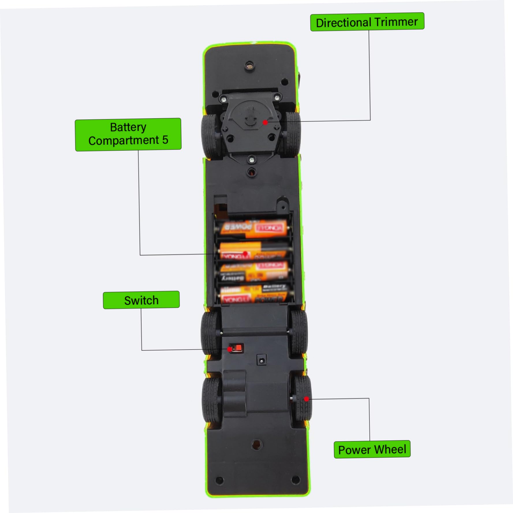 Toy Bus, 12.4x3.2x4.5 pulgadas Juguete de autobús inalámbrico eléctrico, simulador de turismo realista a escala 1:30, control remoto divertido, regalo creativo para niños, sin batería, verde.