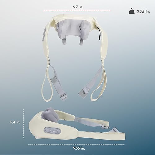 Miniatura 3 de HEALTHMATE IN9532 Masajeador de hombros y cuello para aliviar el dolor de tejido profundo 6D Shiatsu cuello y hombro con calor recargable Gris