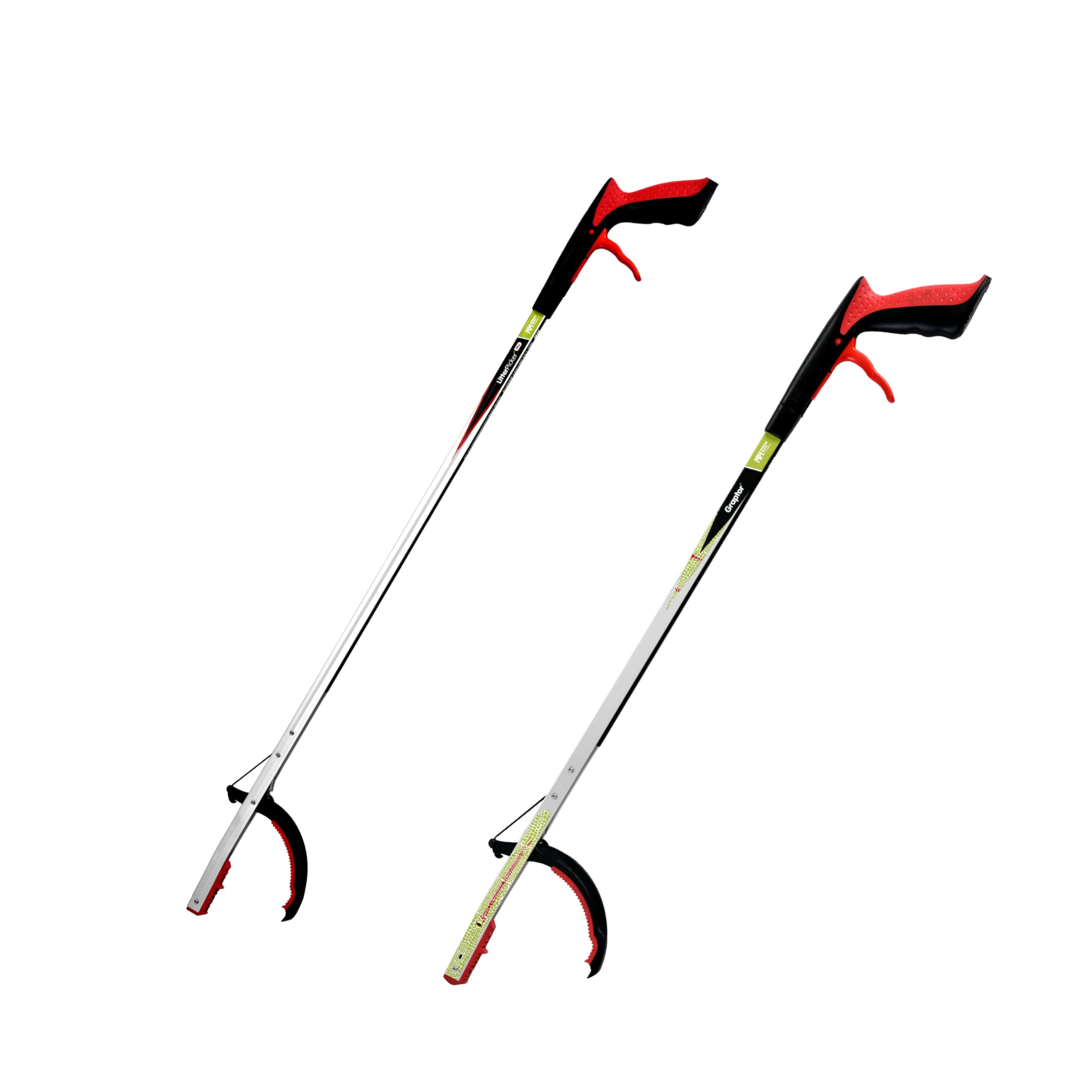 2 Pack The Helping Hand Litter Pickers | 1 x Litterpicker PRO 33” & 1 x Graptor 27”. Litter Picking Kit for Adults and Children, Dinosaur Design Little Picker, Heavy Duty Rubbish Grabber