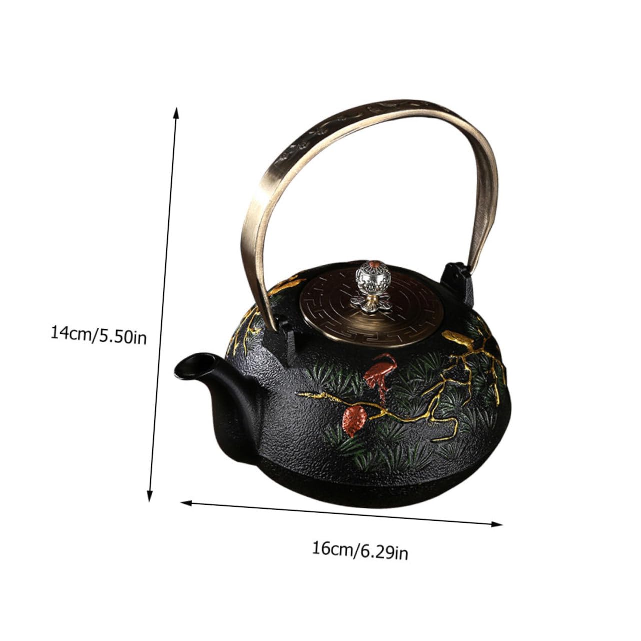 Théière Rétro en Fer Artisanal 1l sans Revêtement avec Infuseur Amovible pour Thé en Vrac et Fleurs, Bouilloire Vintage Adaptée la Maison Bureau