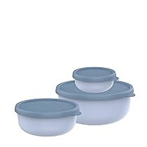 Mepal Set di 3 Contenitori per Microonde Lumina, Contenitori alimenti con coperchio adatti per frigo, freezer, forno a vapore e microonde, 250 + 750 + 1500 ml, Nordic blue