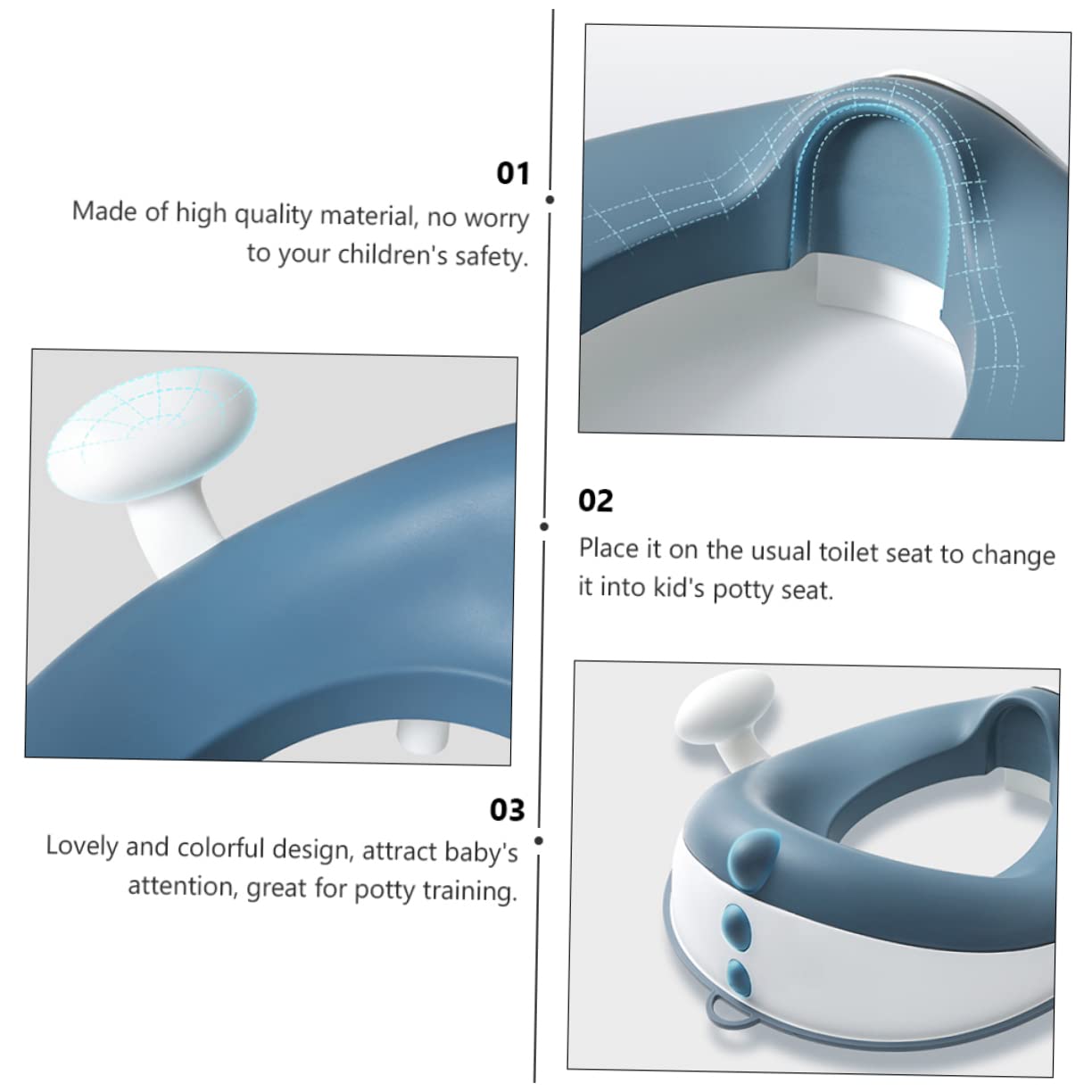 Wakauto 1pc Toilet Seat Carseat Potty Training Potty Chair Potty Toilet Travel Toilet Seat Potty Toilet Potty Trainer Chair Pu?pp?tpe Blue