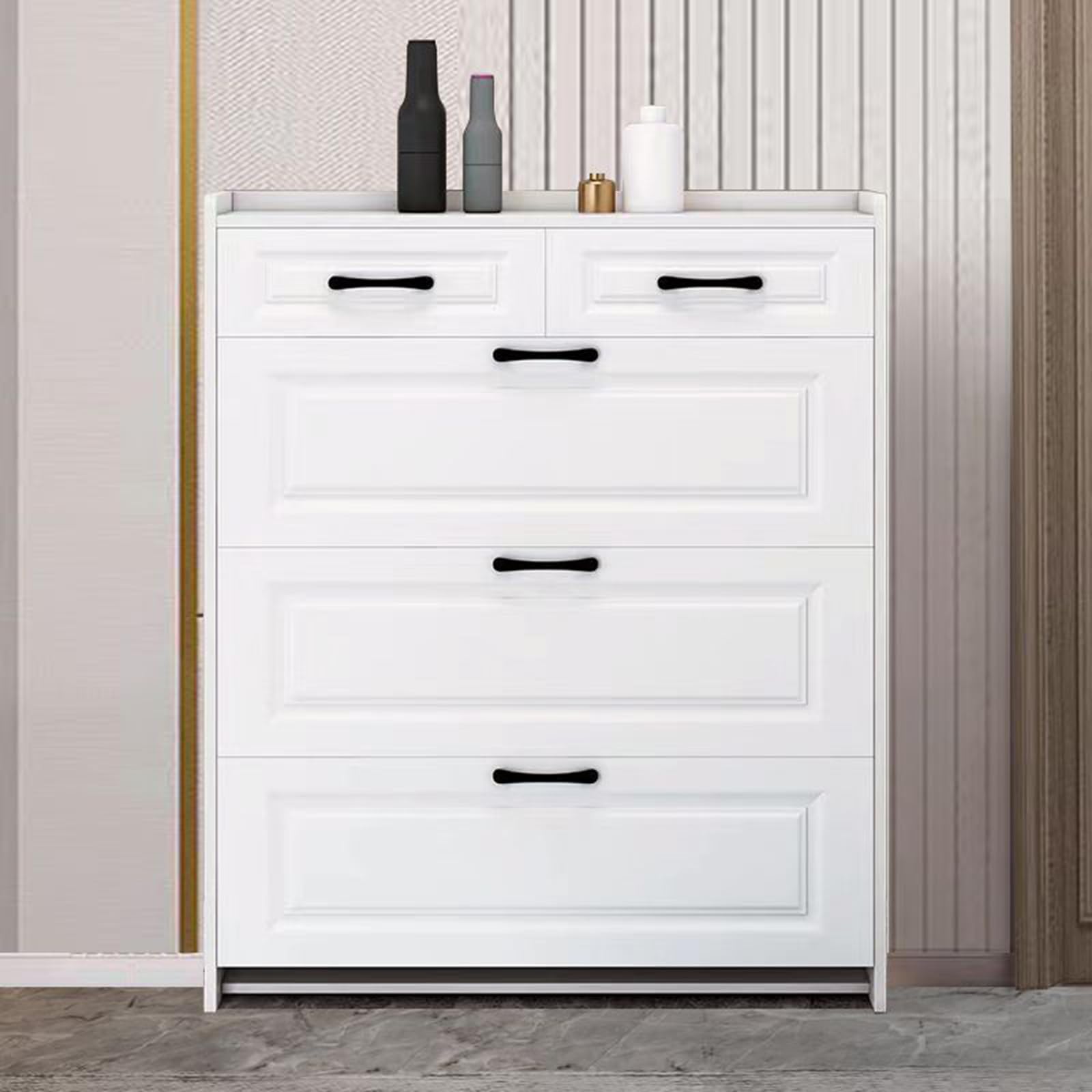 Mueble Zapatero Estrecho Zapatero con Puertas con 3 Cajones Abatibles para Entrada Dormitorio Sala de Estar Apartamento