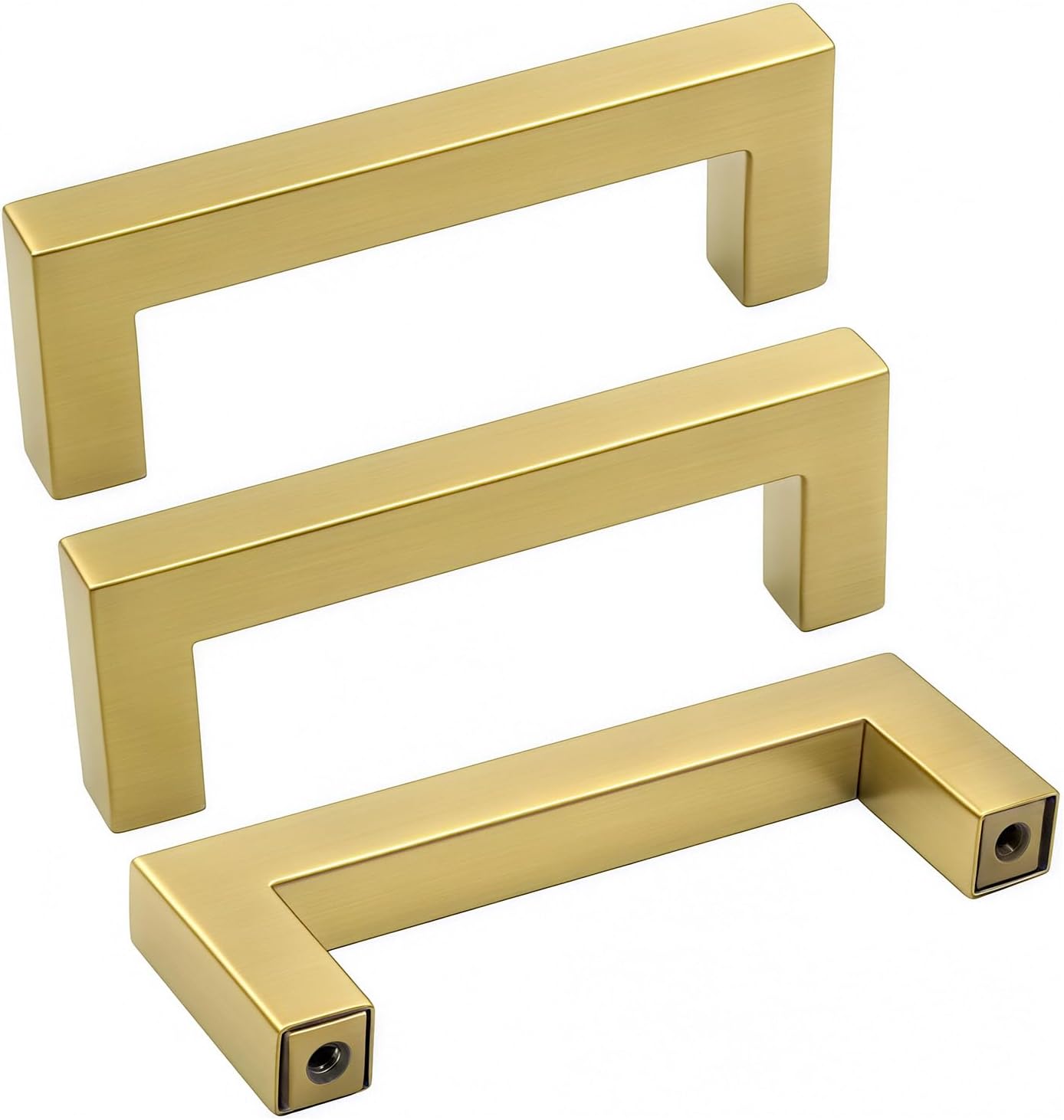 goldenwarm 3 Pack Gold Cabinet Pulls Kitchen Cabinet Handles Gold Drawer Handles - LSJ12GD76 Dresser Drawer Handles for Cabinets Hardware Brushed Brass Pulls 3(76mm) Hole Centers