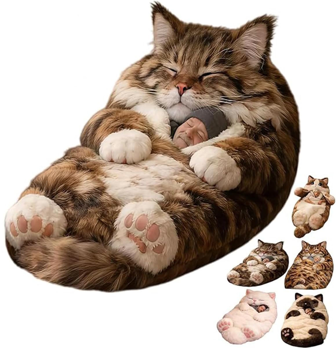 Cat Sleeping Bag for Human – 80"x31" Giant Fluff-y Cat Sleeping Bag for Adults, Adorable Cats Envelopes SleepingBag, Washable Warm Plush Floor Lounger with Soft Lining, for Indoor & Camping (C#)