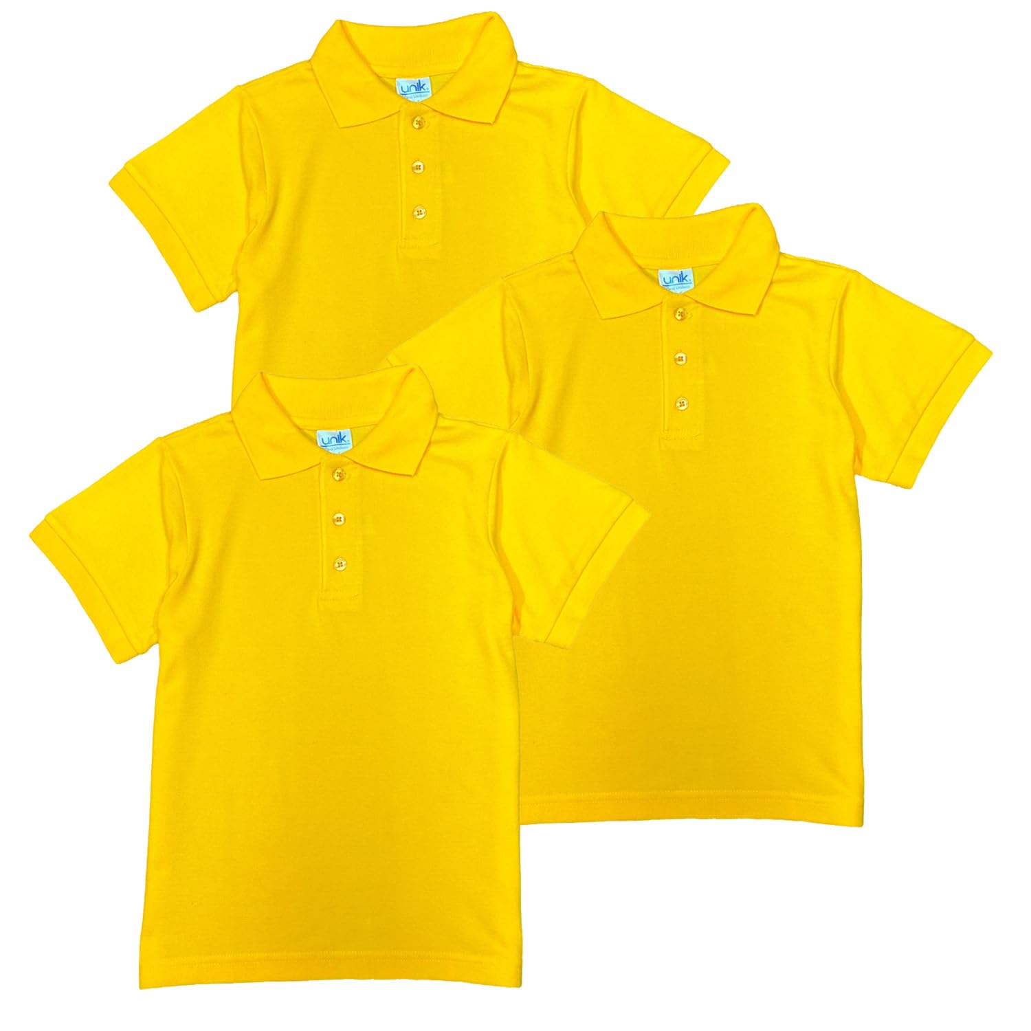 unik Boy's Premium Quality Pique Polo Uniform Shirt Short Sleeve White Sky Blue Navy Hunter Green Burgundy Black Red
