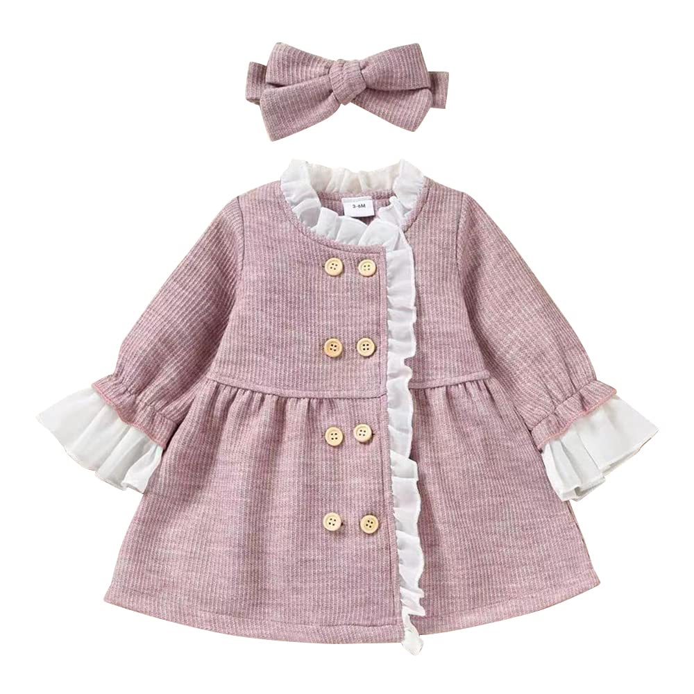 Hopscotch Girls Padding Polyester Full-Sleeve Solid Long Coat with Headband in Pink Color For Ages 2-3 Years (YUG-4227645)