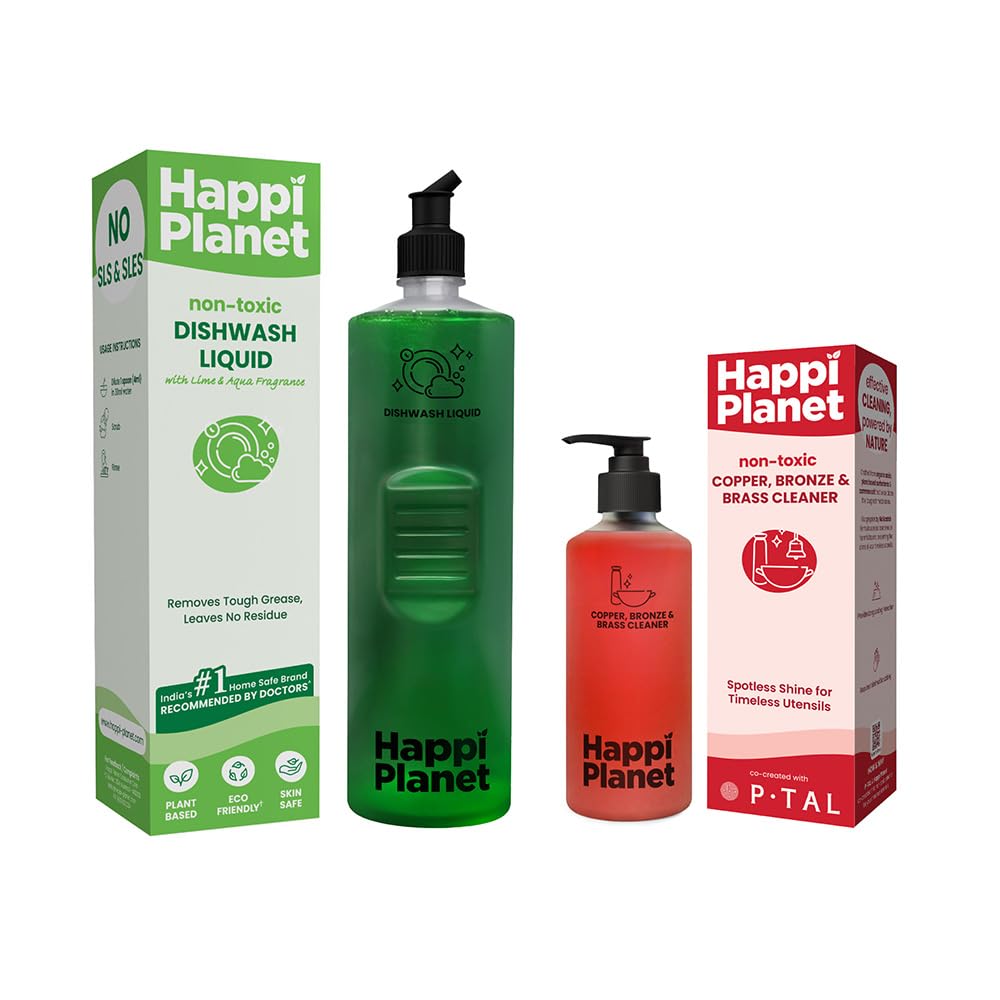 Happi Planet | Dishwash Liquid and Copper, Bronze & Brass Cleaner Combo | Natural, Non- Toxic & Plant-Based | Removes Tough Grease, Leaves No Residue | Zero Abrasives, Zero Scratches-image-27