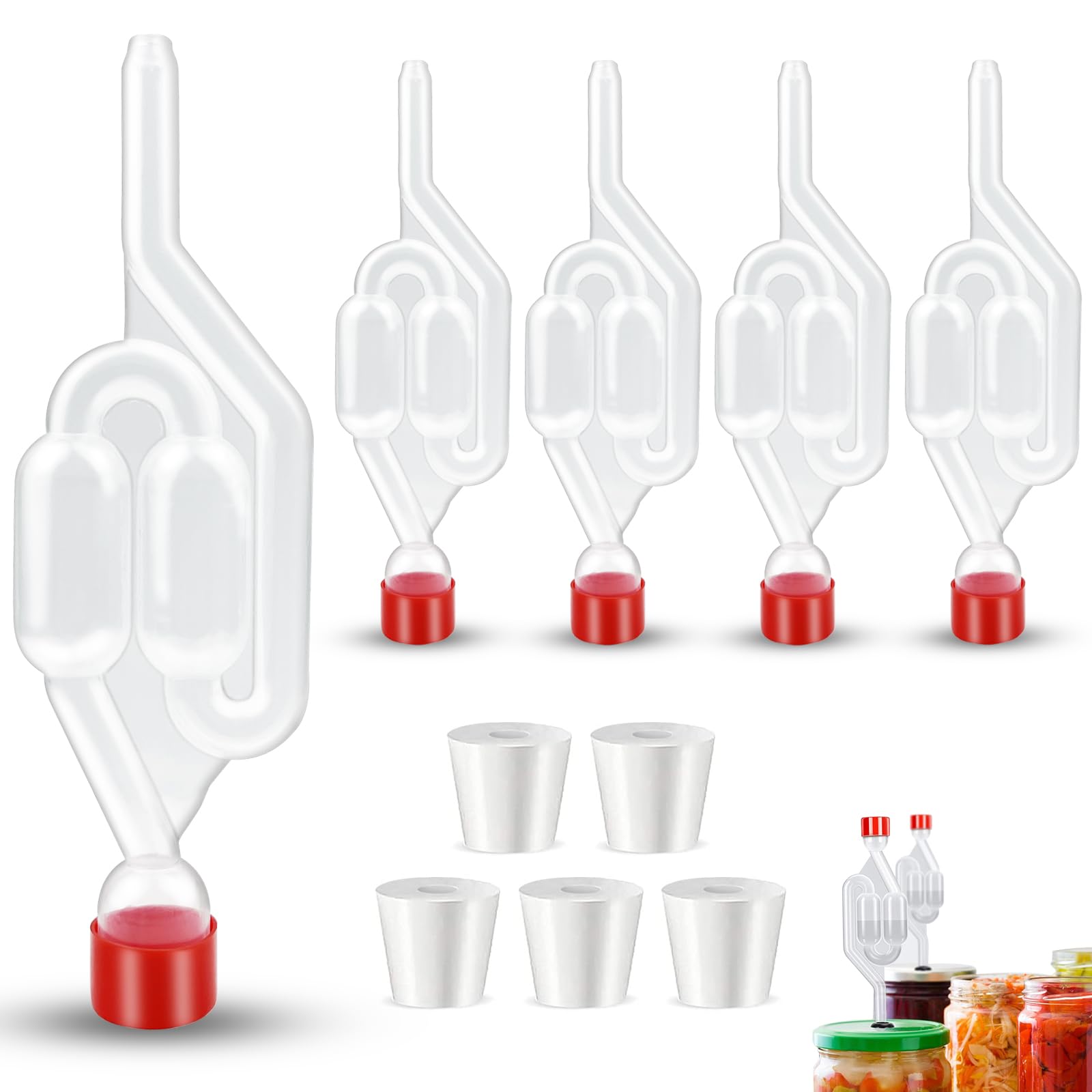 Kit Fermentazione Vino E Birra - 4 Airlocks E 20 Gommini In Silicone Per Vino, Sottaceti, Kimchi - Foto 5