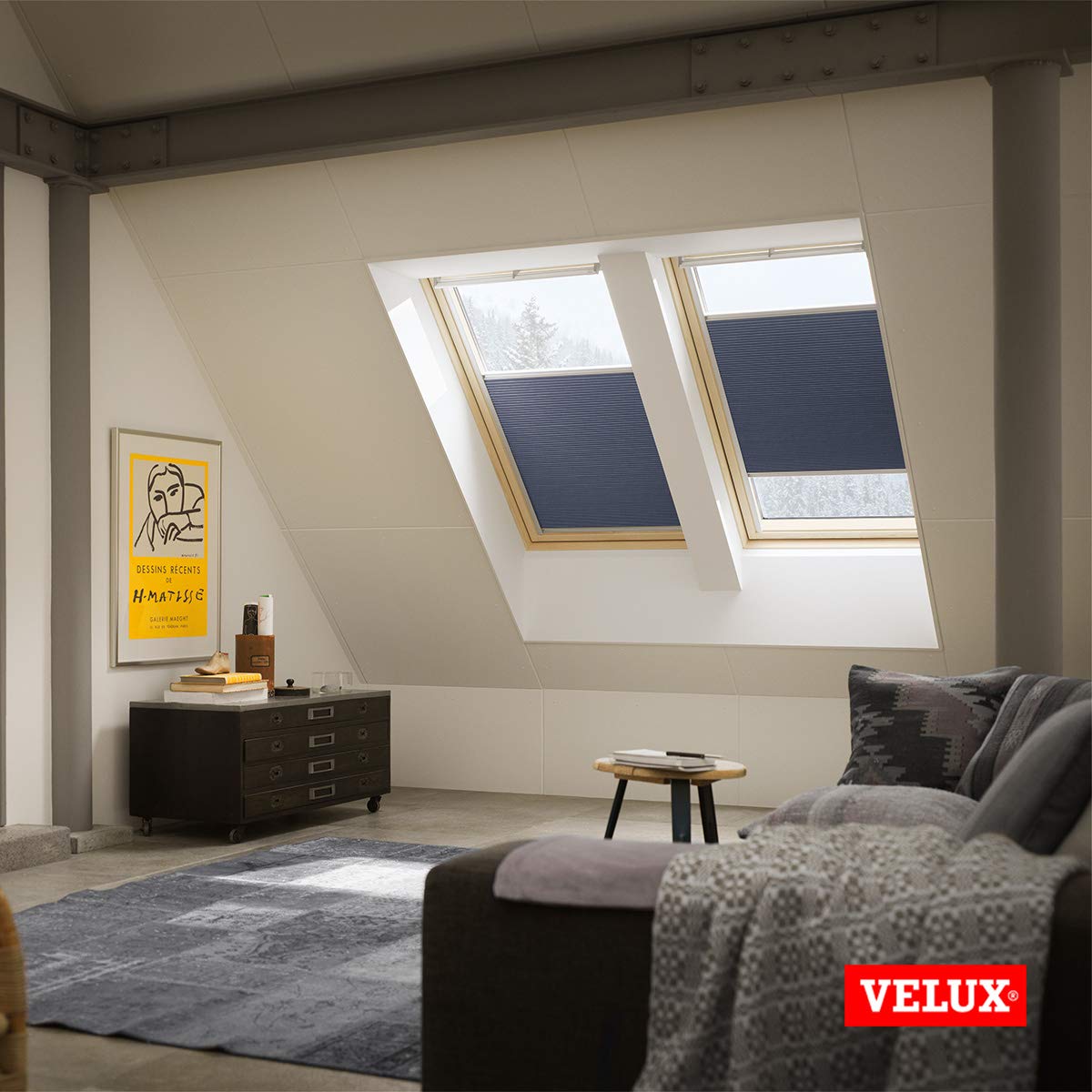 VELUX Original Wabenplissee, P06, Weiß, mit Grauer Führungsschiene