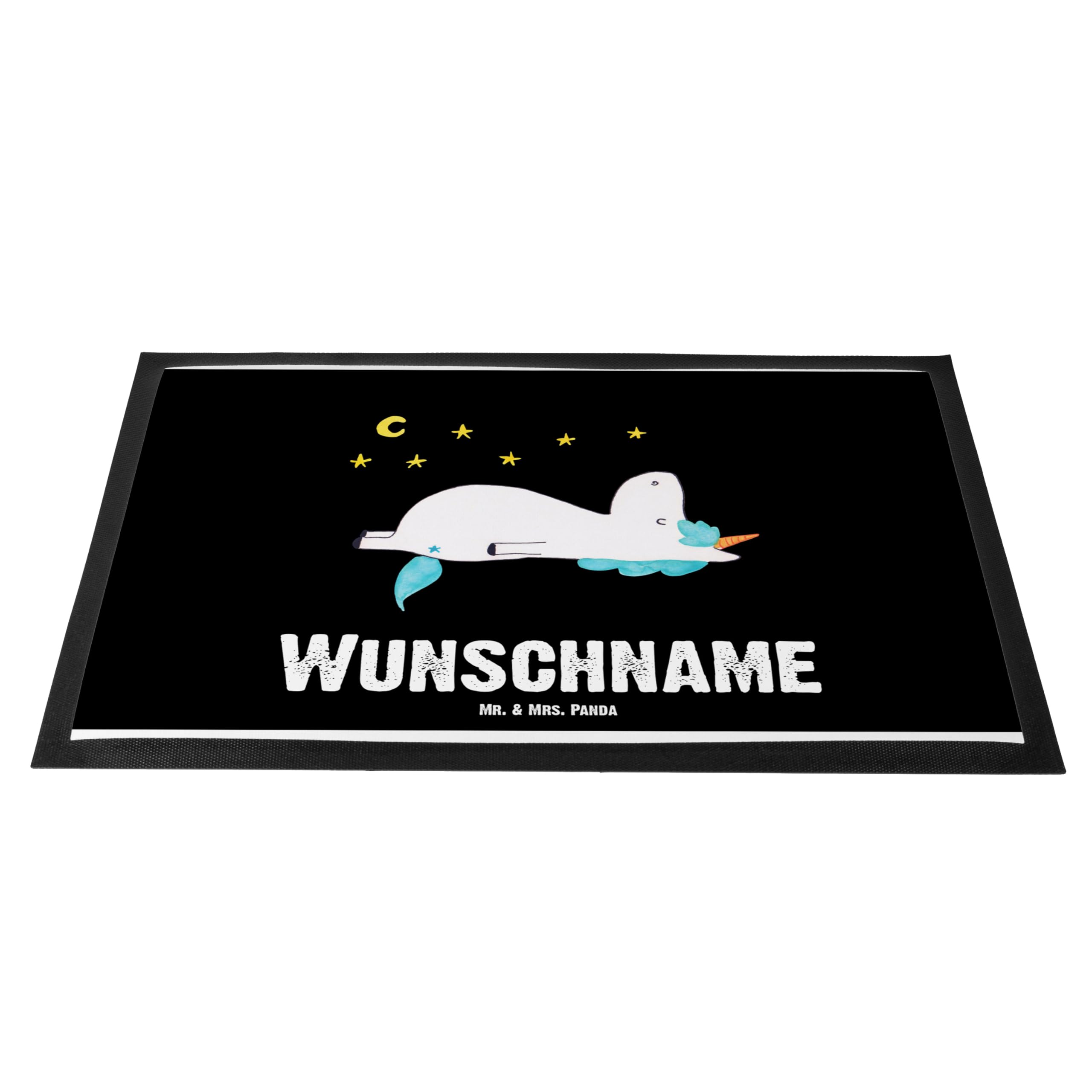 Mr. & Mrs. Panda Personalisierte Fußmatte Einhorn Sternenhimmel 40 x 60 cm - Geschenke, Unicorn, Fussmatte mit Namen, personalisiert, Individuelle, Einhörner, Sterne, Verrückt