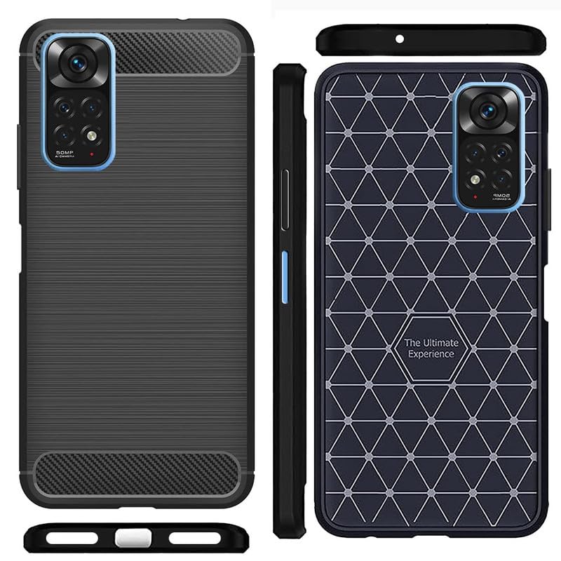 Image of Hybrid Carbon Fiber Back Case for Mi Redmi Note 11 / Note 11S (Black)