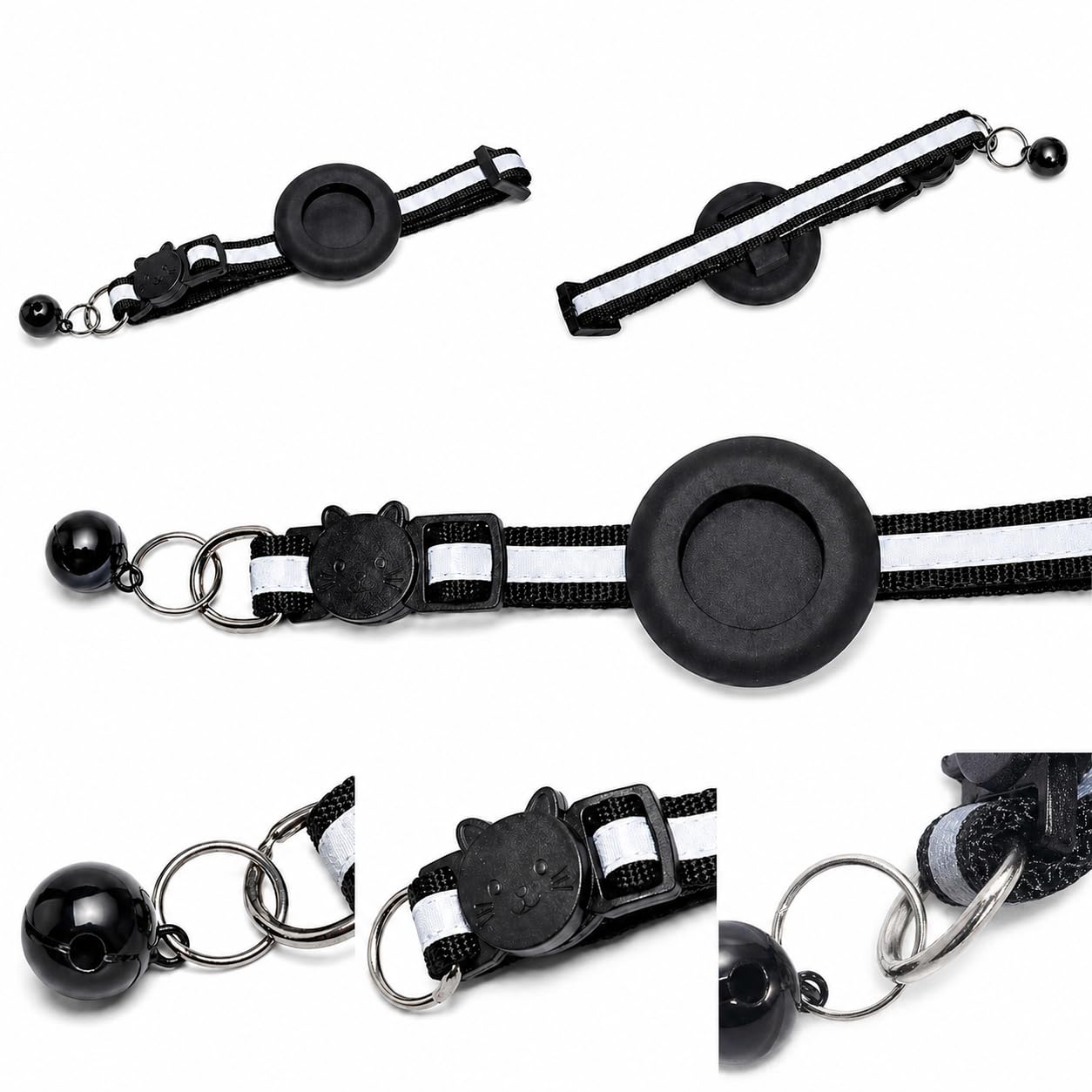 AirTag Katzenhalsband - Verstellbares Breakaway-Halsband mit reflektierendem Streifen & Glocke, sichere integrierte AirTag-Halterung - Leichtes, weiches Nylon für Kätzchen & Katzen (AirTag nicht im