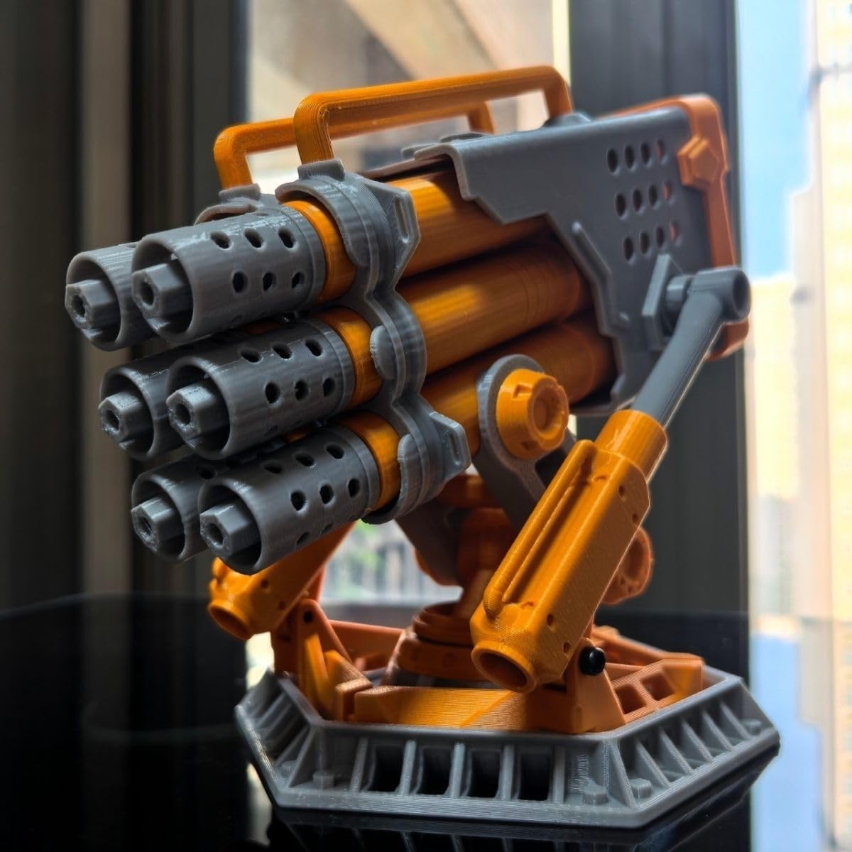 Sci-Fi Missile Launcher Pen Holder & Desk Organizer – Futuristic 3D Printed Turret Design with Adjustable Mechanical Linkage, Gear Damping "Click" Rotation, Holds up to 6 Markers, Cool Tech Gift