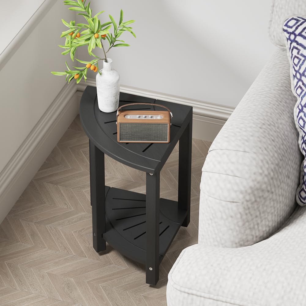 Photo 1 of Bamboo Corner Shower Bench for Inside Shower - Black