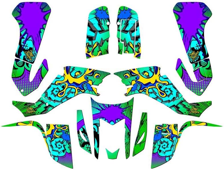All Years KFX 400 Zany Green Senge Graphics Kit Compatible with Kawasaki