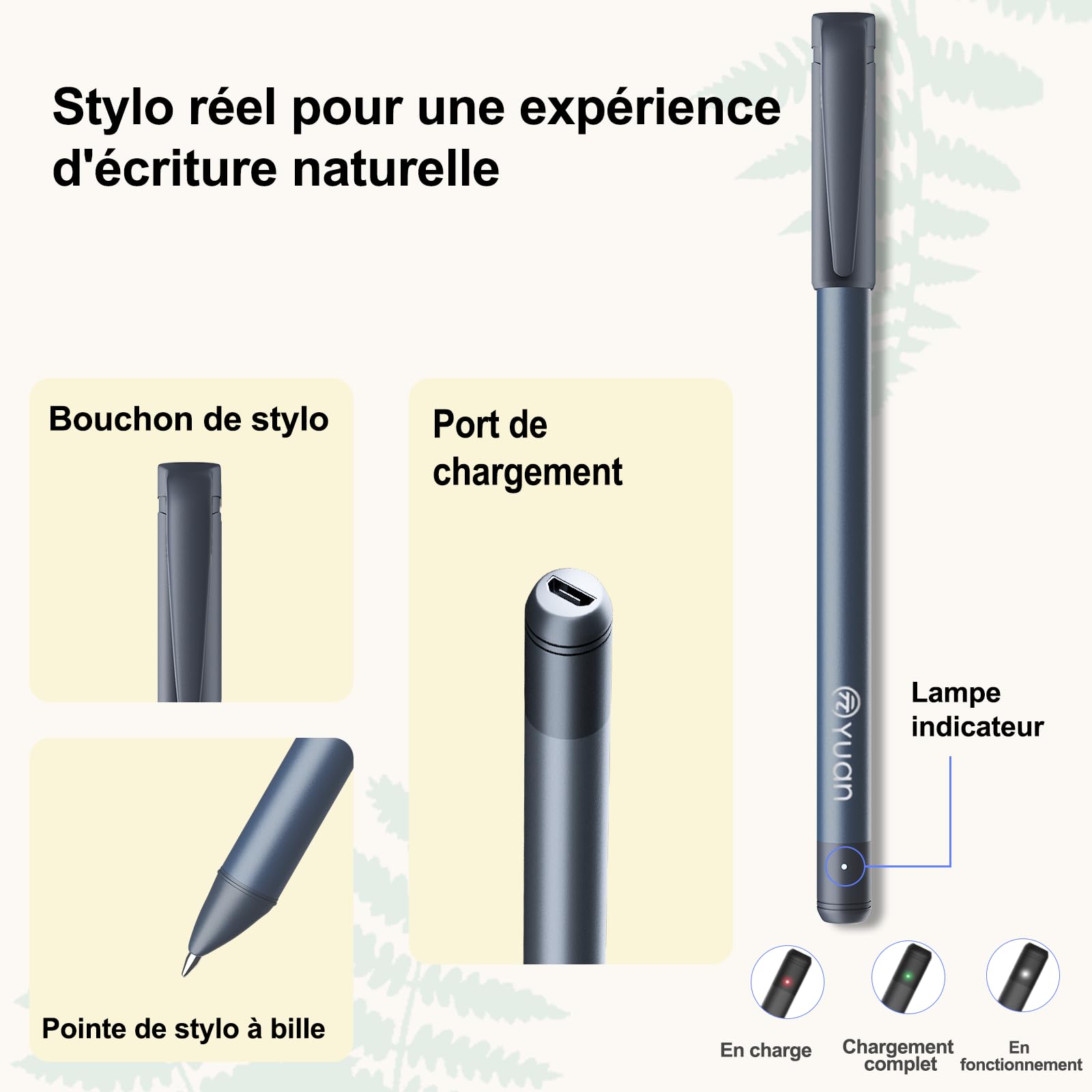 Yuan Smart Writing Set, Carnet Intelligent avec Stylo Connecté Inclus, Smartpen & Carnet Numérique de 188 pages, Tablette de Papier, écrire sur du vrai papier avec traitement numérique (marine)