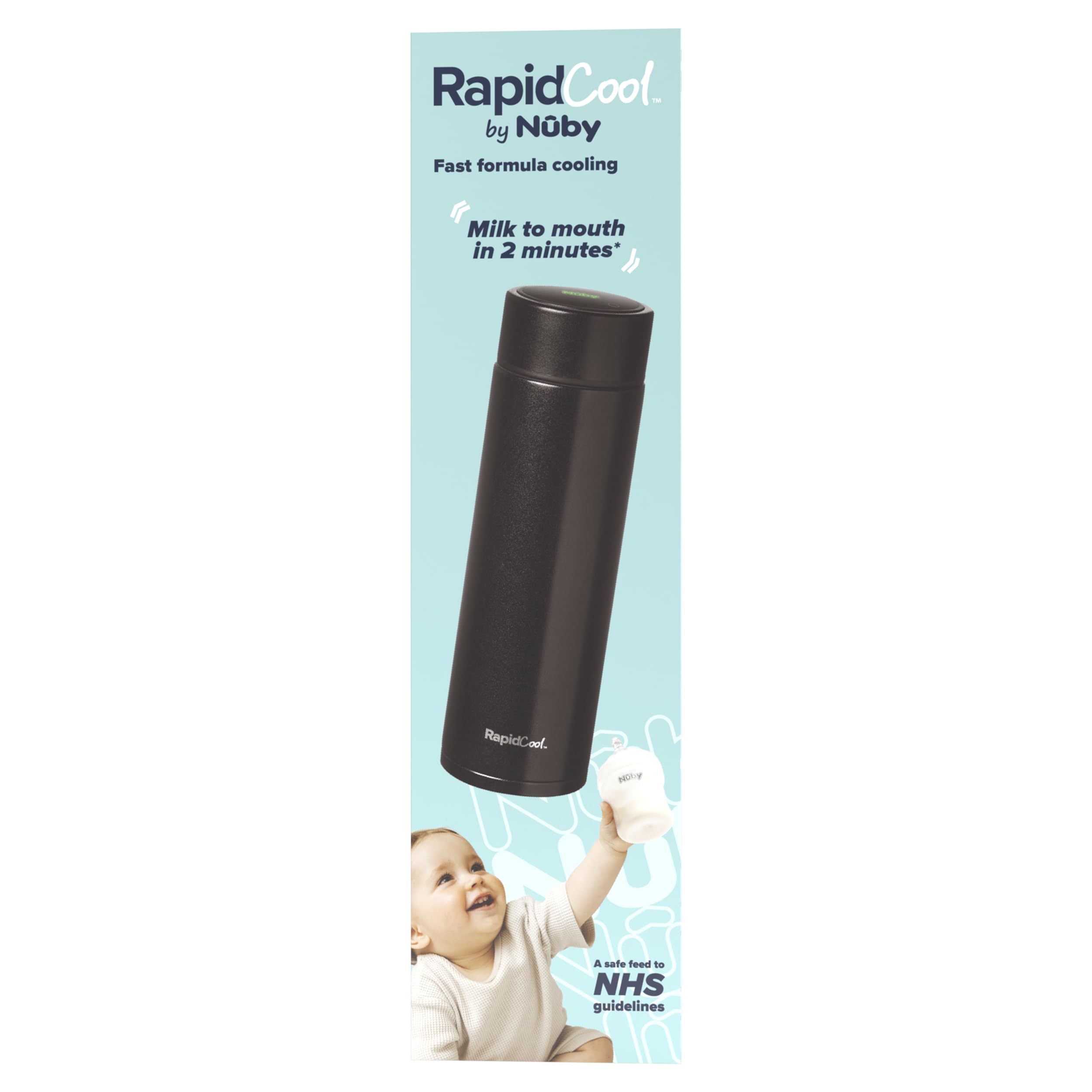 Nuby RapidCool Machine à biberon portable – Formule nourrissante en 2 minutes | Idéal pour les biberons de voyage et les repas de nuit | Comprend un distributeur de lait en poudre et un couvercle