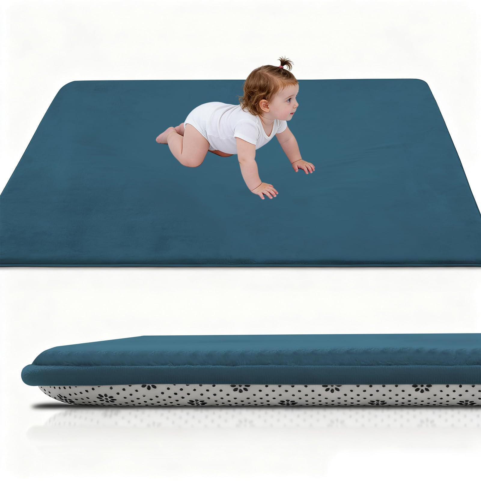 Stqyeiw Baby Play Mat for Floor 2cm Thick 150 x 150 cm Foam Floor Padded Playmats for Babies, Soft Baby Rug Kids Playpen Mat for Crawling Playing, Non Slip Bottom Sky Blue
