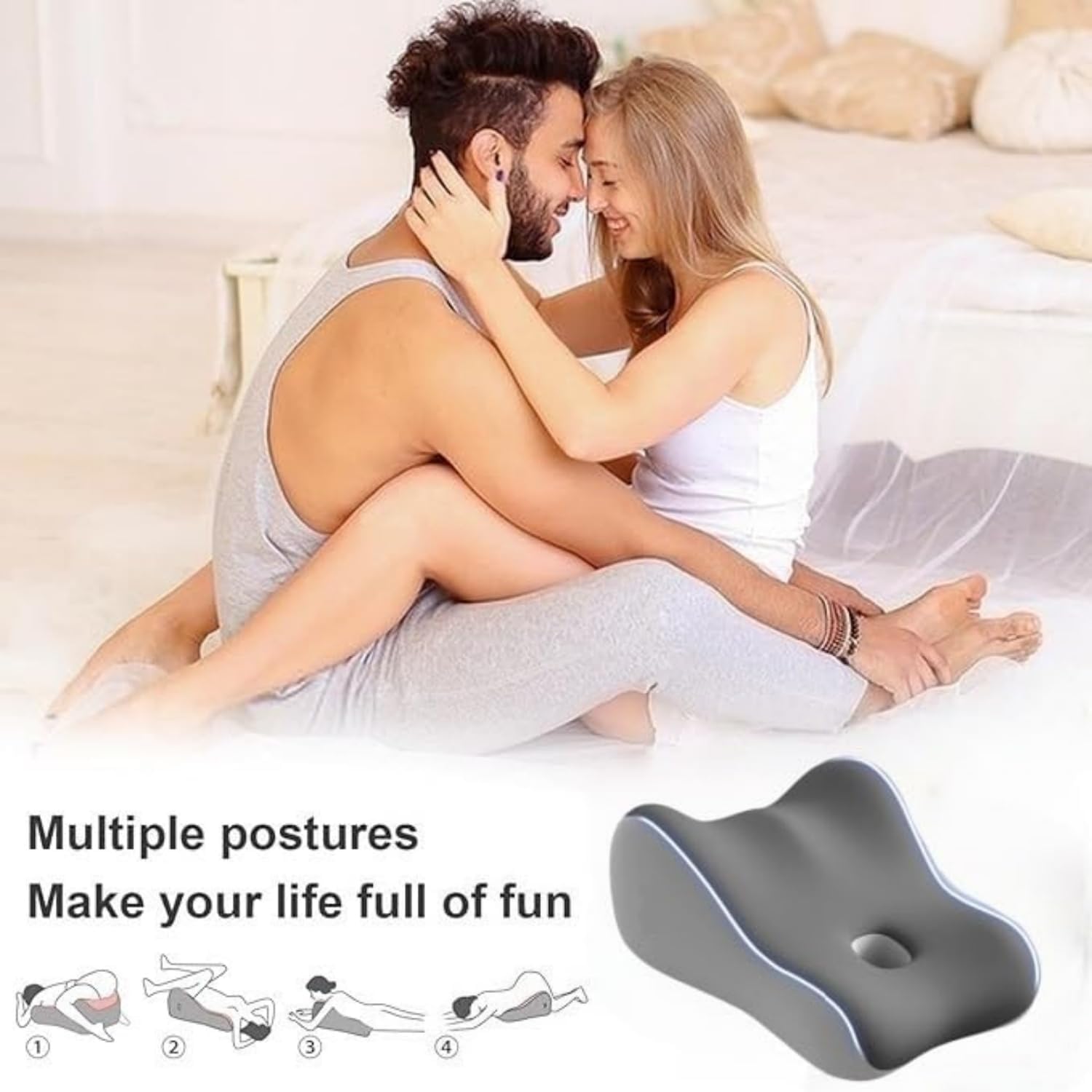 Wedge Pillow for Lovers-Waterproof Portable Cushion with Washable Cover Provide Intimate Support, Reading Pillow, Prevent gastroesophageal Reflux, Strong Foam Pillow,Used in Adult Games