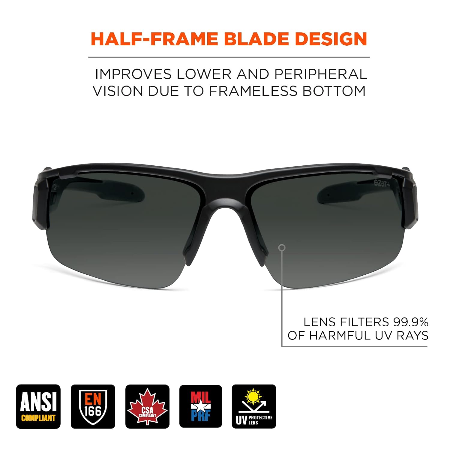 Ergodyne Skullerz DAGR Anti Scratch Safety Glasses, Anti-Fog, ANSI z87.1