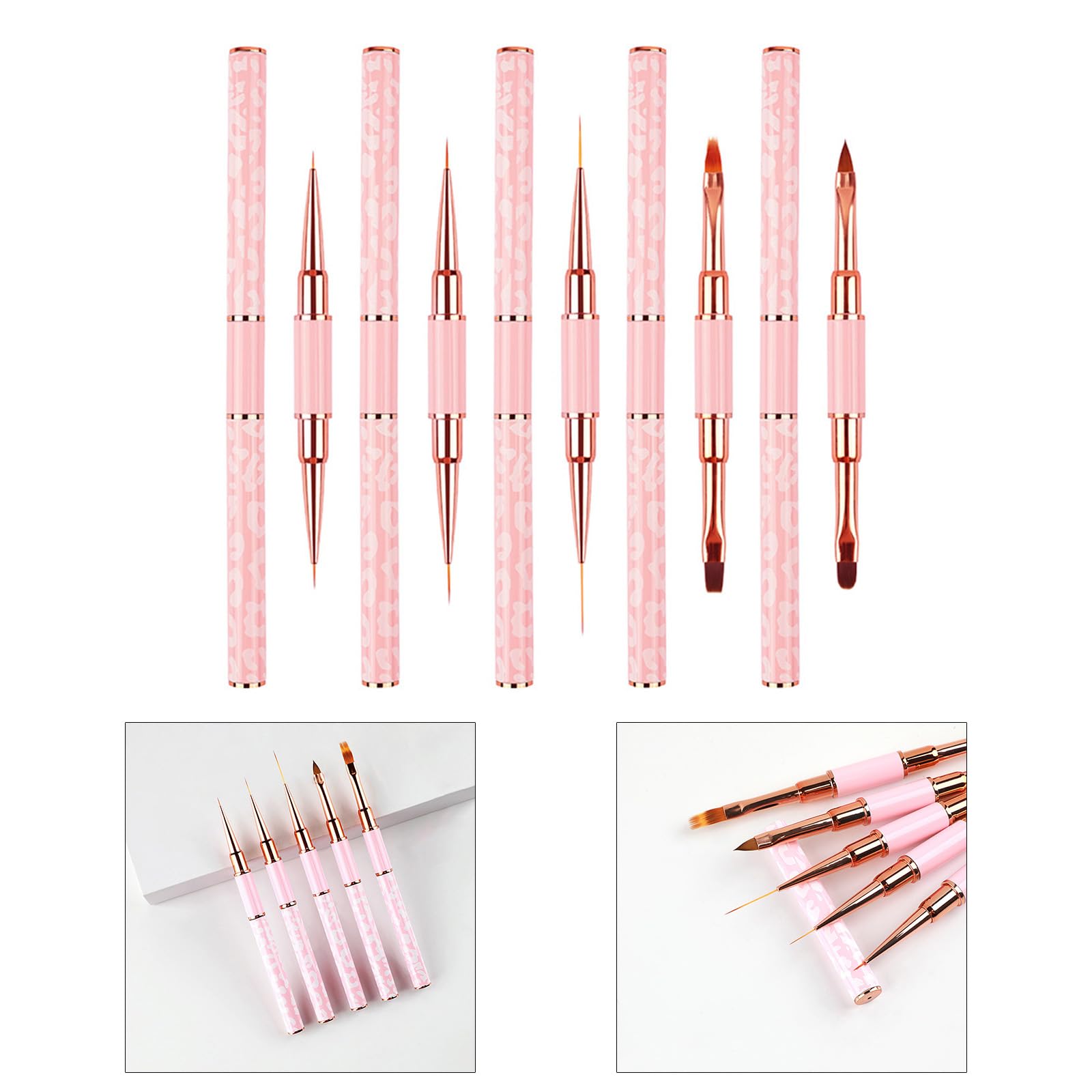 5 pennelli bifacciali per nail art, pratici pennelli per nail art, penne per nail art, pennelli per linee lunghe